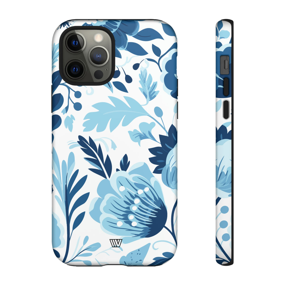 Blue White Flowers Tough Phone Case