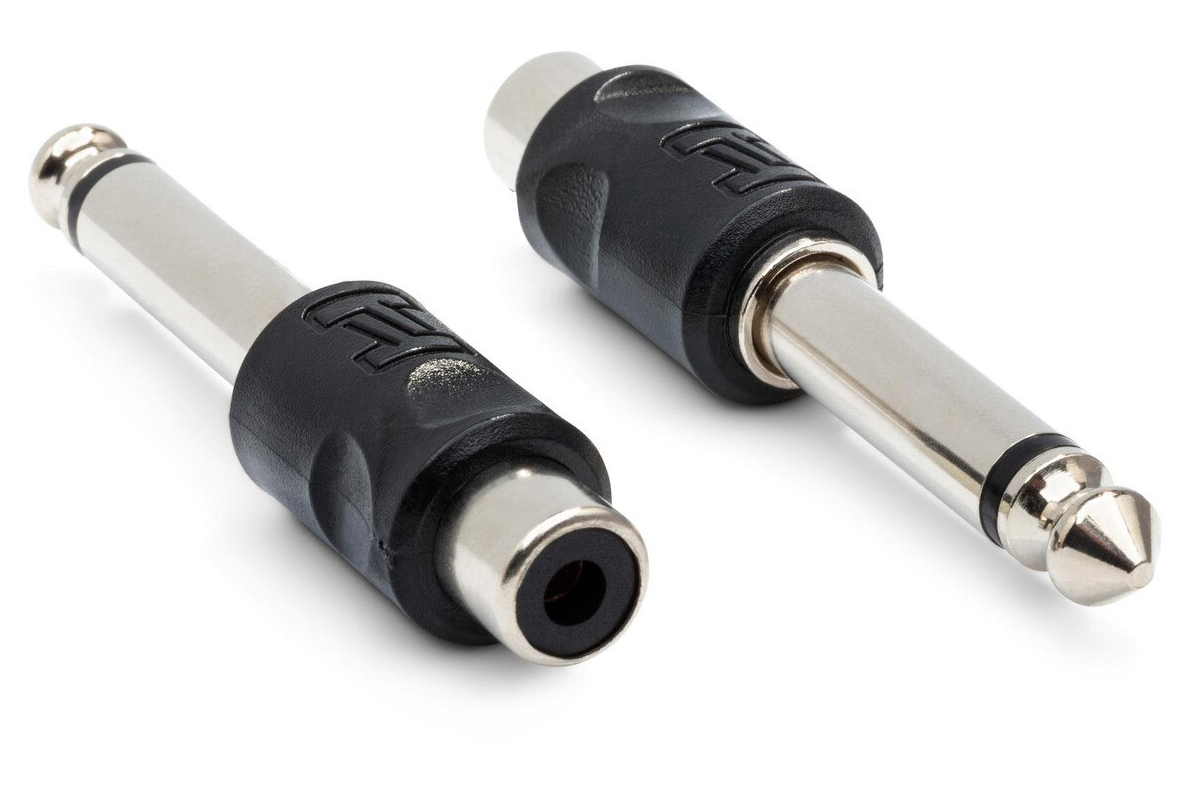 Hosa GPR-101 RCA Female to 1/4 inch TS Male Adapters (2-pack)-NEW