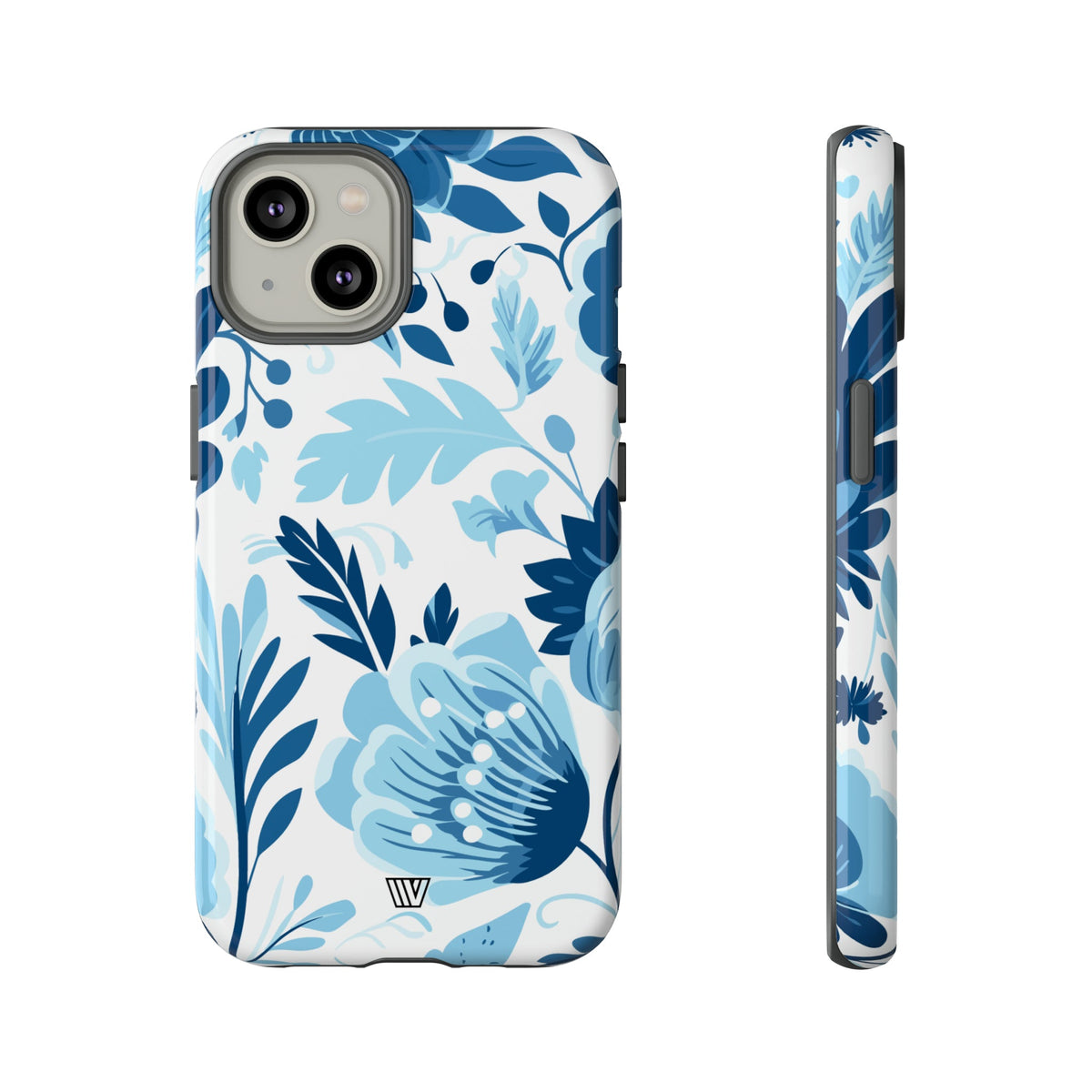 Blue White Flowers Tough Phone Case