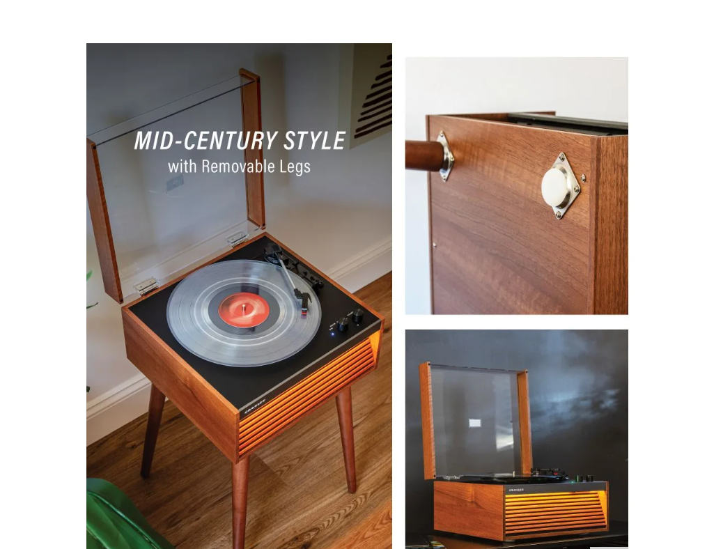Crosley CR6237A Dean 3-Speed Bluetooth Record Player Natural With Legs-NEW