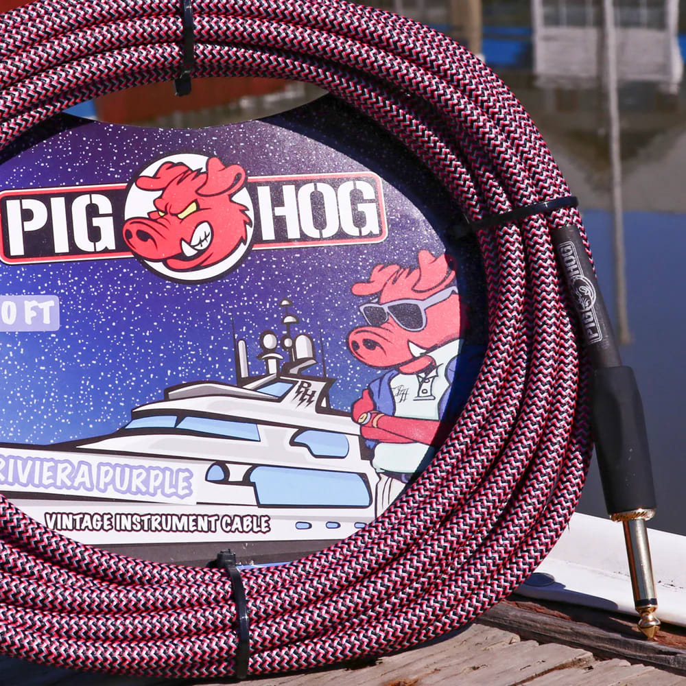 2 Pack Pig Hog PCH20RPPR 20-Foot Riviera Purple Instrument Vintage Cable 1/4"-1/4" Right Angle Connectors -NEW