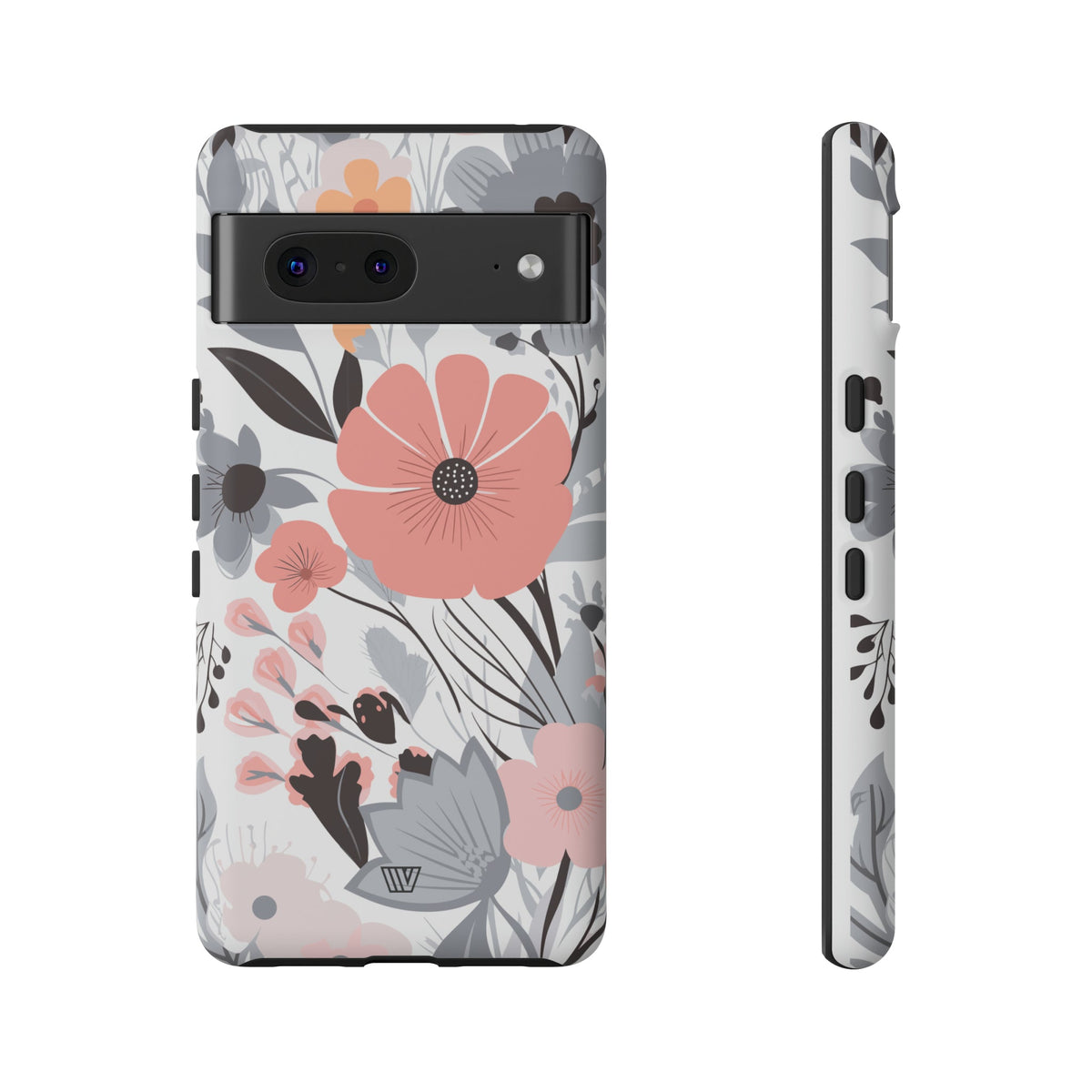 Gray Pastel Flowers Tough Phone Case