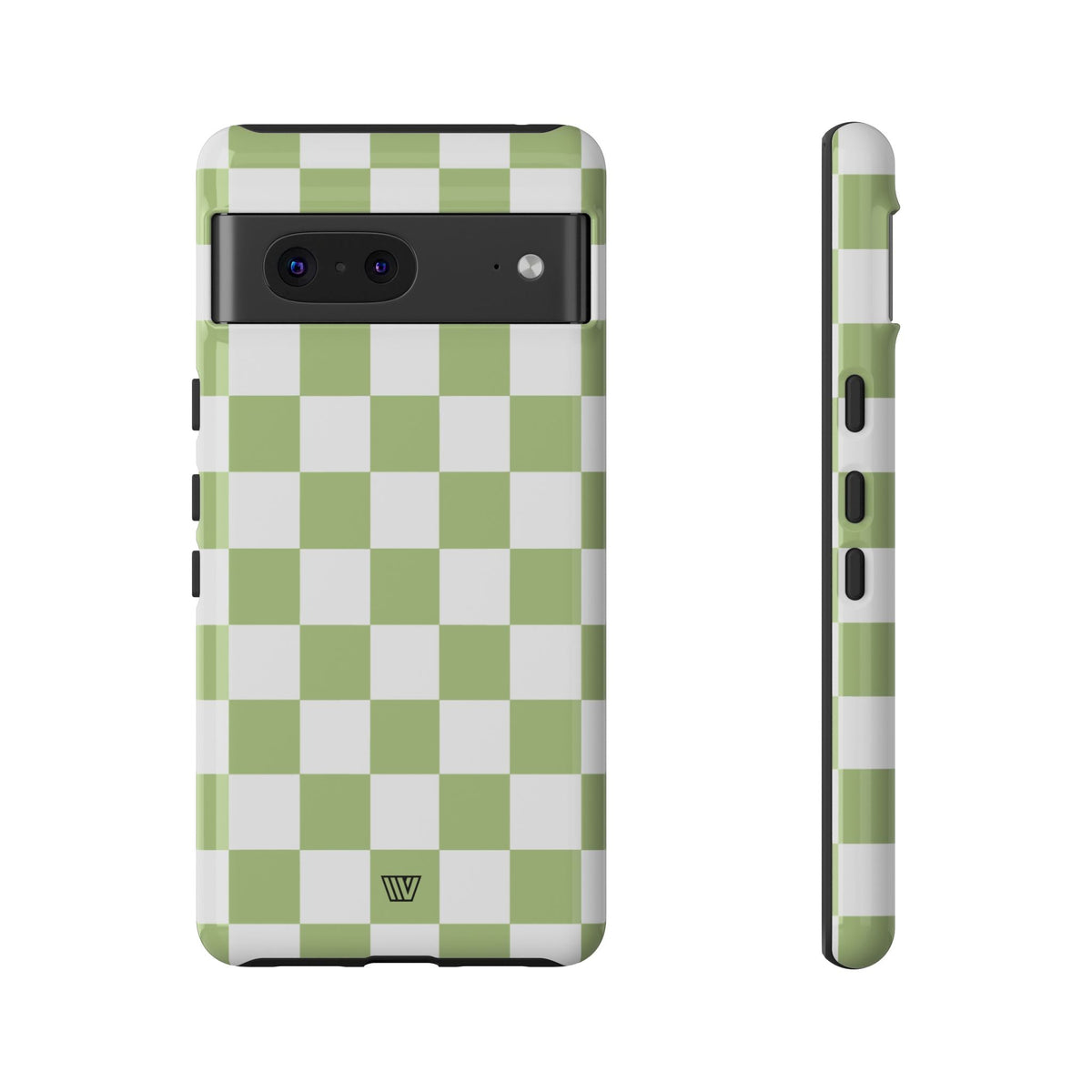 Pale Olive White Checkerboard Tough Phone Case