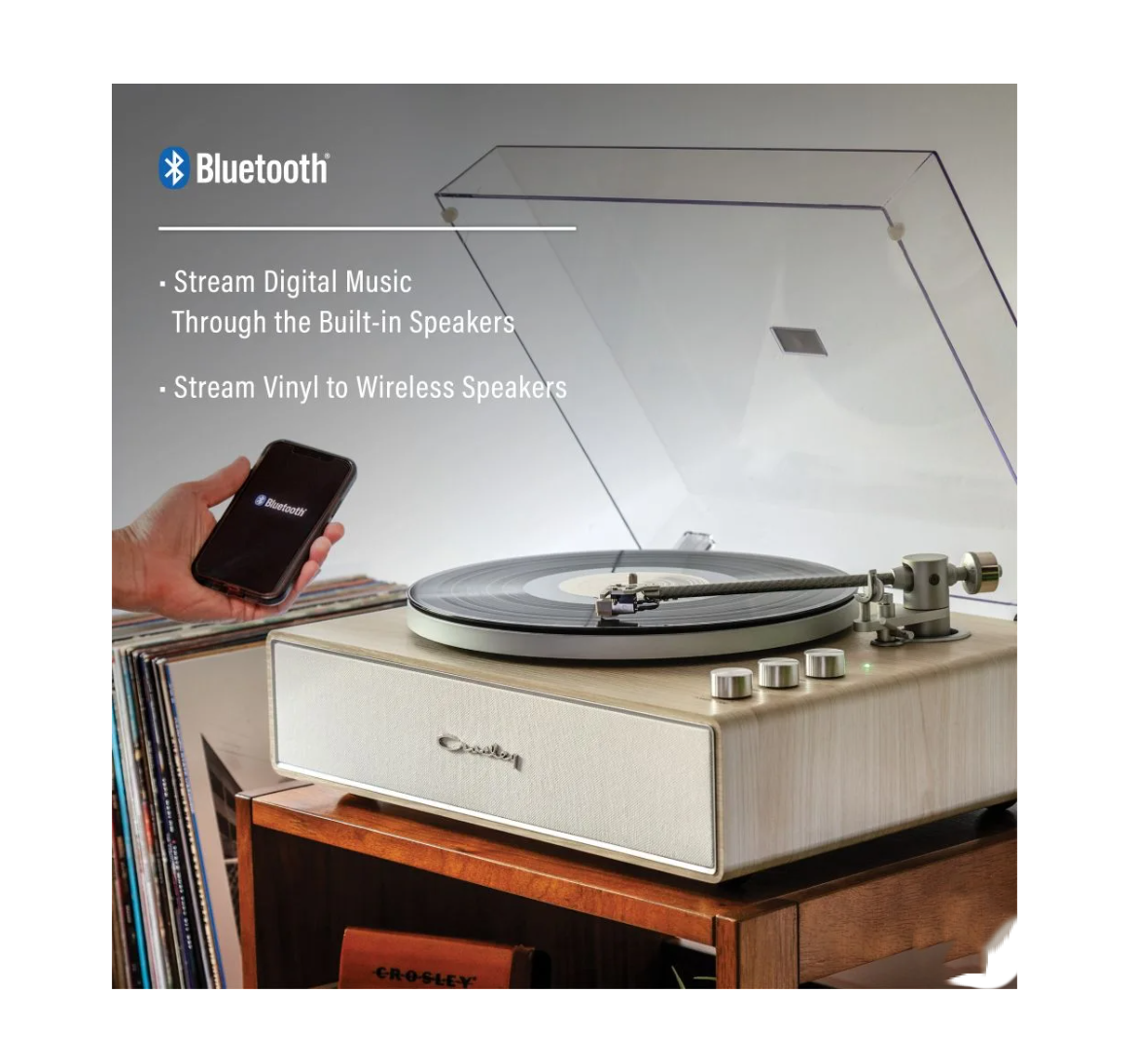 Crosley Stave CR6046A 2-Speed Belt-Drive Turntable - Natural Wood - Bluetooth In/Out