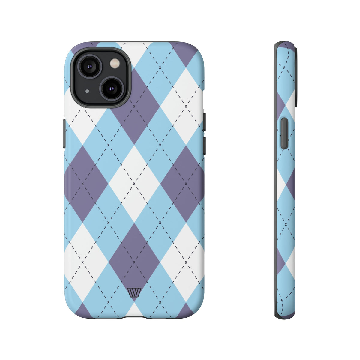 Tough Phone Case Blue White Purple Argyle Polycarbonate Shell