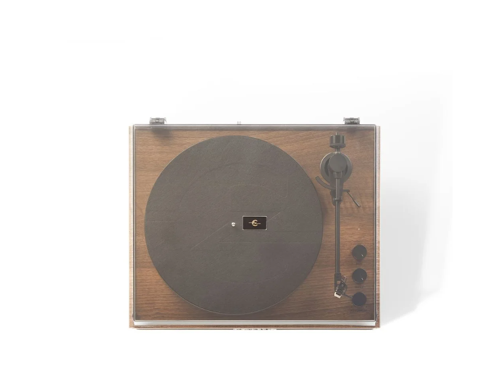 Crosley CR6046A 2-Speed Stave Turntable Record Player - Walnut and Gold-NEW