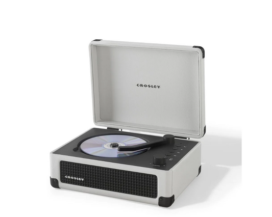 Crosley CR3505DP Cruiser Portable CD Player Retro Bluetooth Speakers, White Farmhouse -NEW