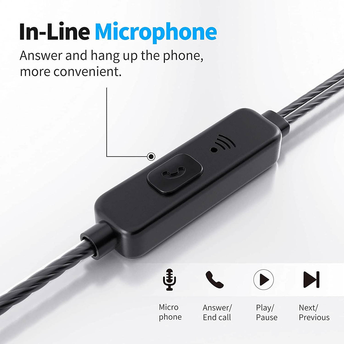 Microphone Wired Earbuds Isolating In-Ear Headphones 5-Pack