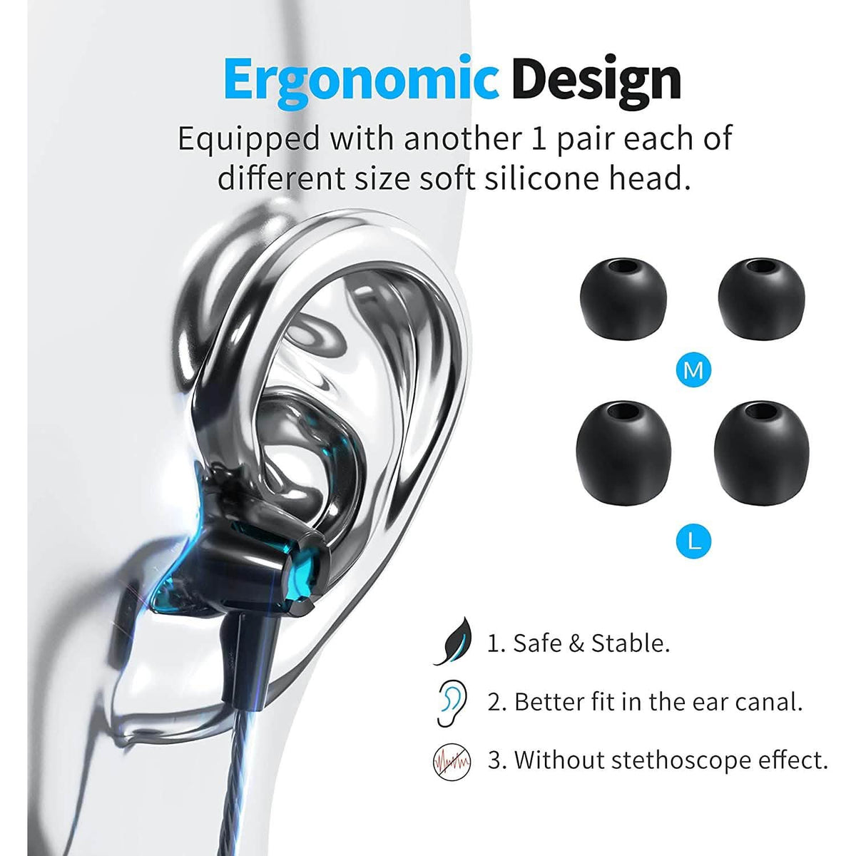 Microphone Wired Earbuds Isolating In-Ear Headphones 5-Pack