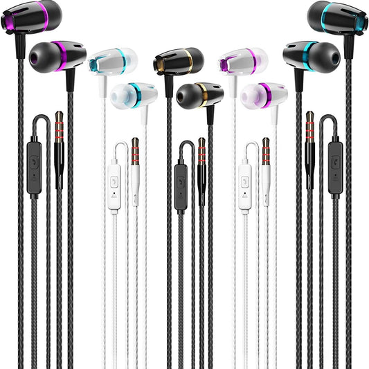 Microphone Wired Earbuds Isolating In-Ear Headphones 5-Pack