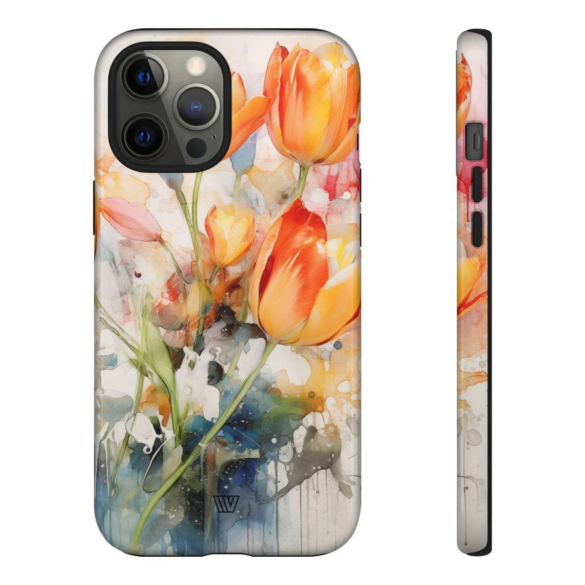 Watercolor Tulips Tough Phone Case Impact Resistant Polycarbonate Shell