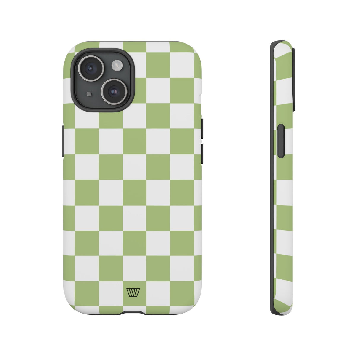 Pale Olive White Checkerboard Tough Phone Case