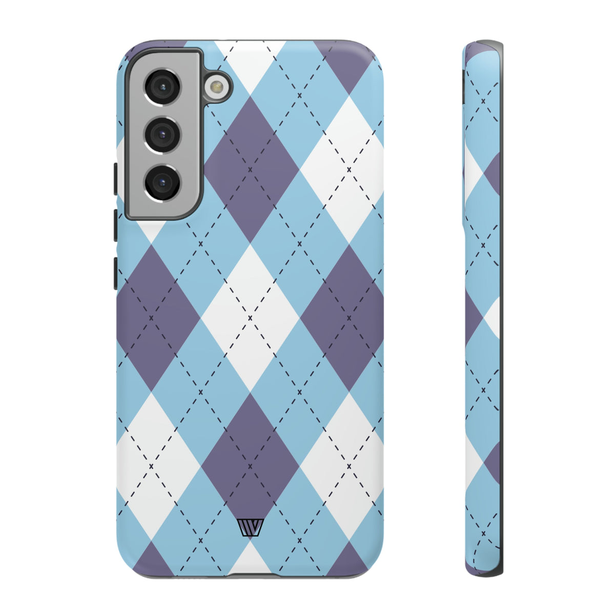 Tough Phone Case Blue White Purple Argyle Polycarbonate Shell