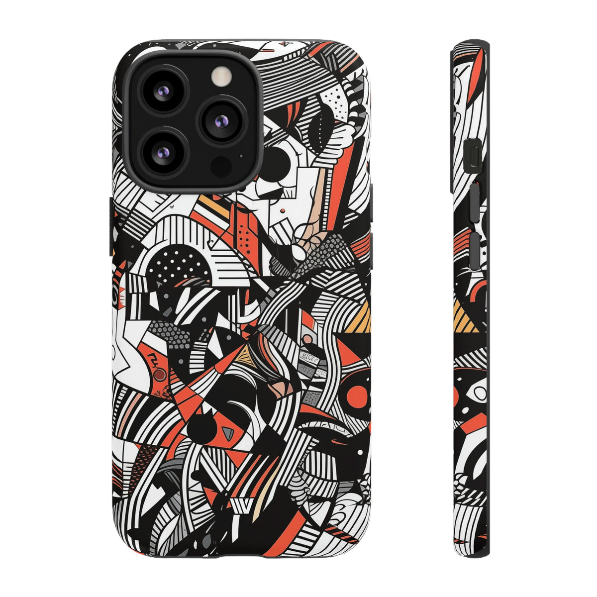 Abstract Doodle Tough Phone Case Dual-Layer Protection