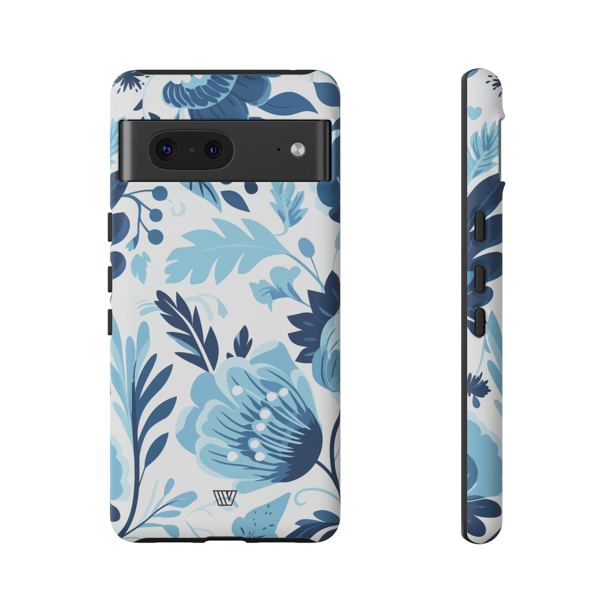 Blue White Flowers Tough Phone Case