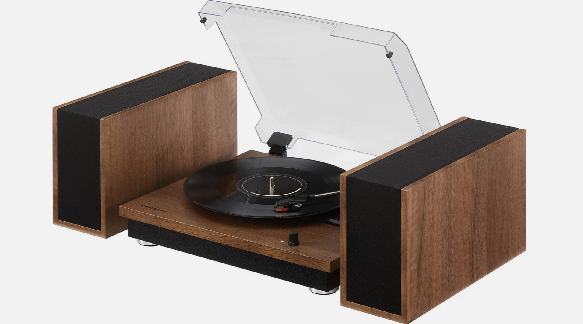 Crosley CR7502A-WA Riff 3-Speed Record Player With Speakers - Walnut-NEW