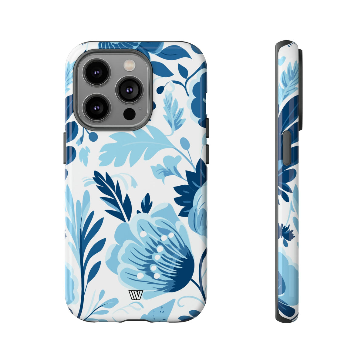 Blue White Flowers Tough Phone Case