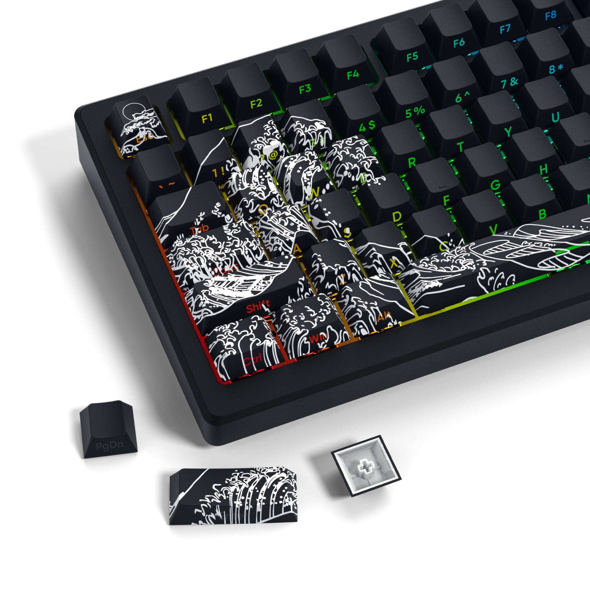 Wave of Kanagawa Cherry Profile Side Print Dye-sub PBT Keycap Set XVX