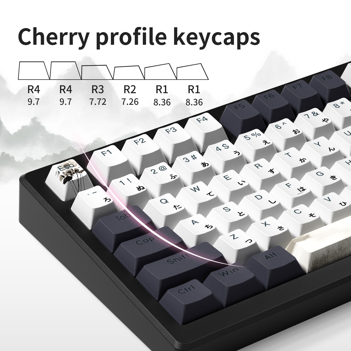Lotus Cherry Profile Shine-Through Dye-Sub PBT Keycap Set XVX