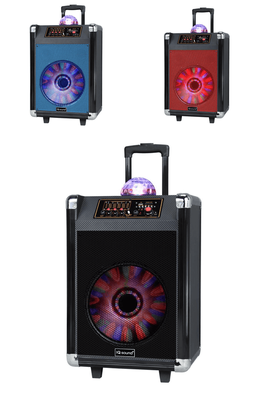 Portable Bluetooth Speaker 12' with Disco Ball Light IQ Sound