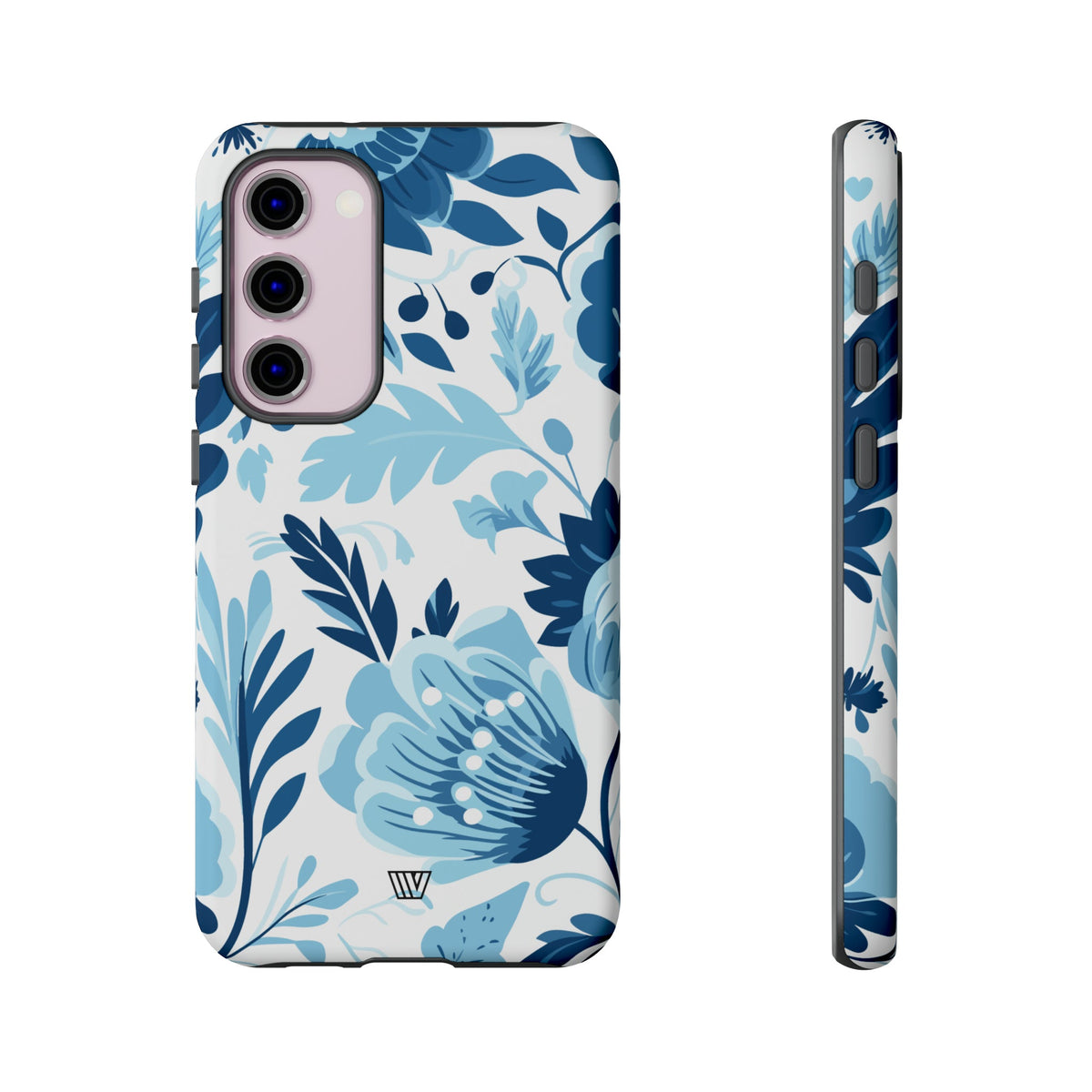 Blue White Flowers Tough Phone Case