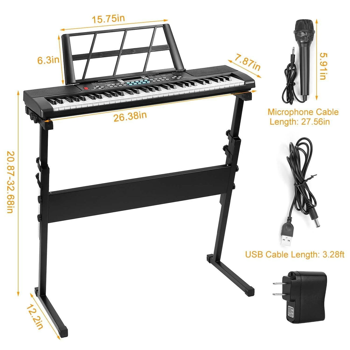 61 Keys Digital Electronic Keyboard with 16 Tones and 10 Rhythms