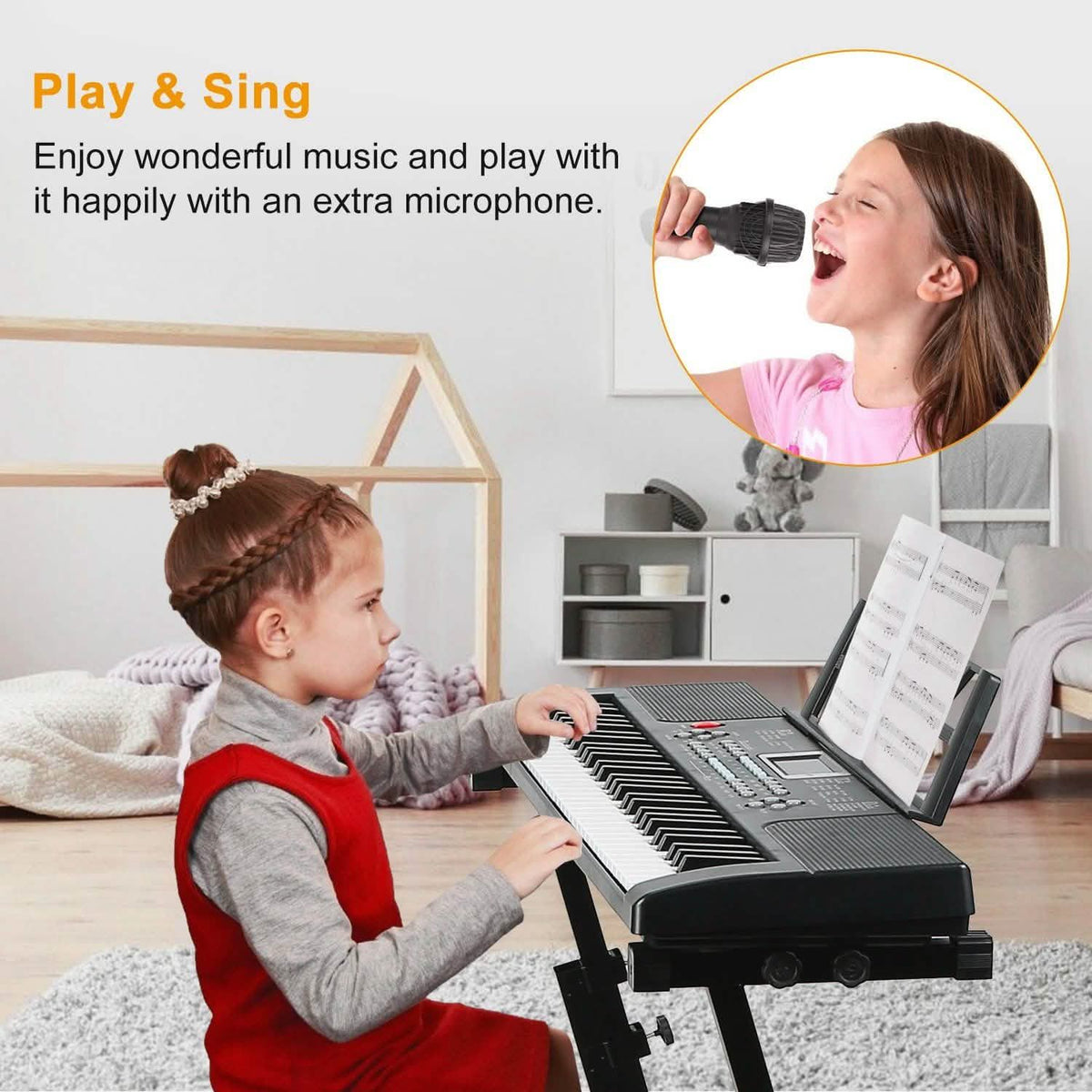 61 Keys Digital Electronic Keyboard with 16 Tones and 10 Rhythms