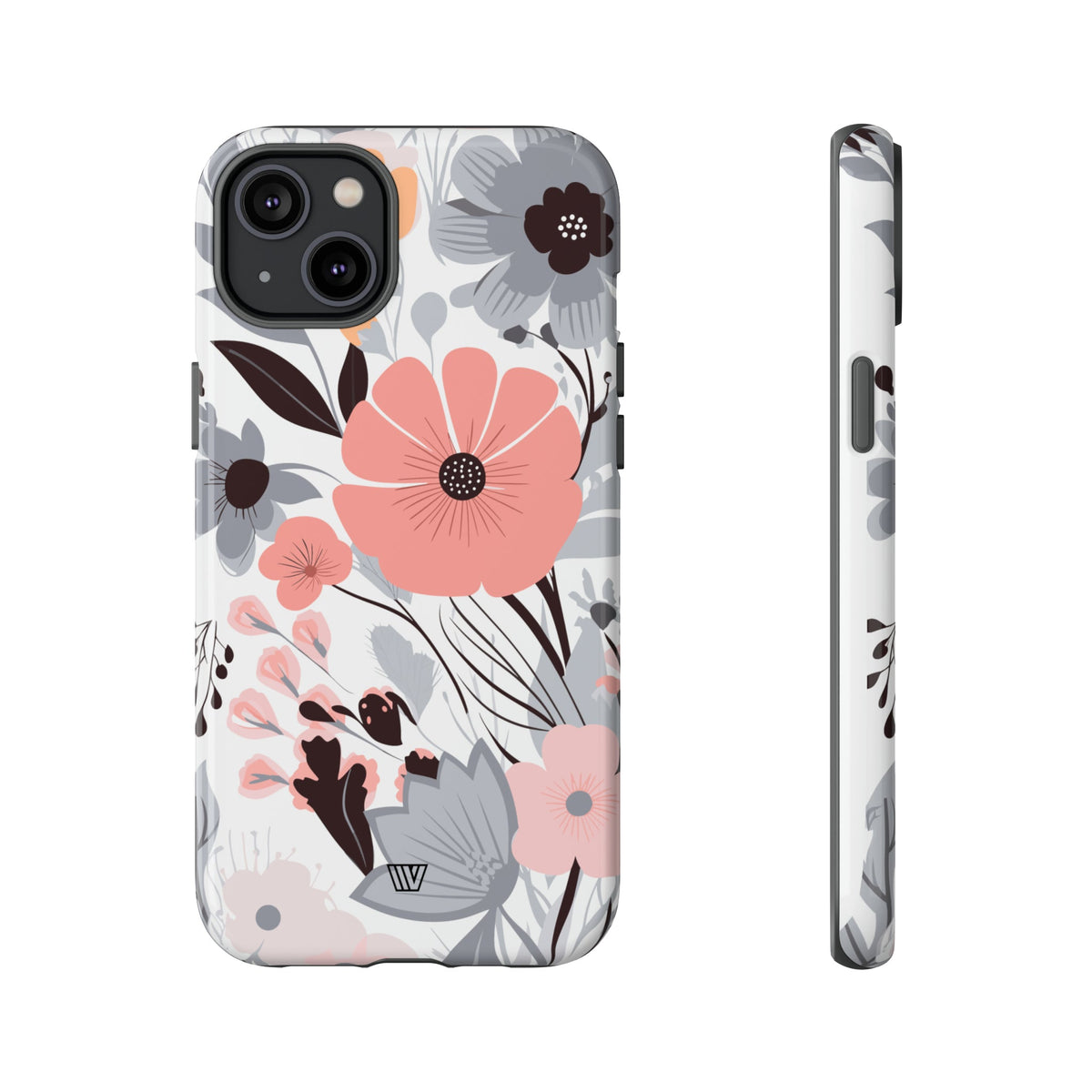 Gray Pastel Flowers Tough Phone Case