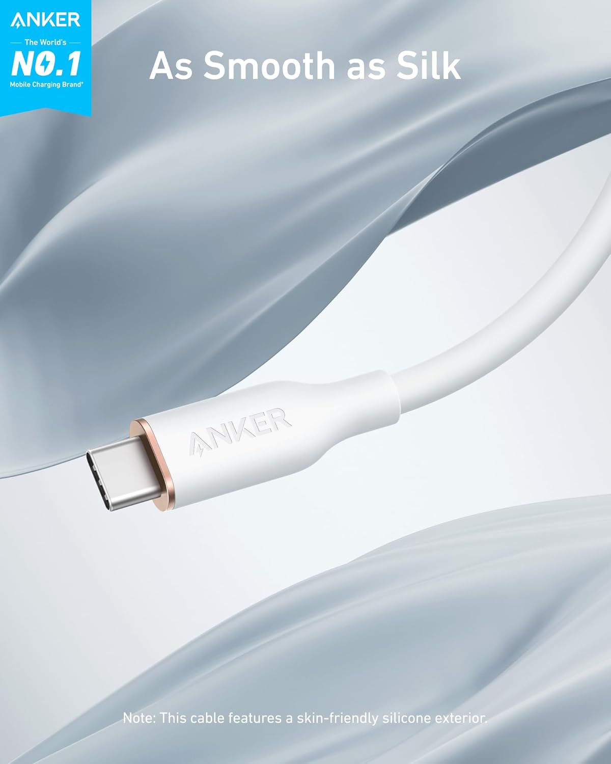 USB-C 100W Silicone USB-C to USB-C Cable Anker 643 Flow