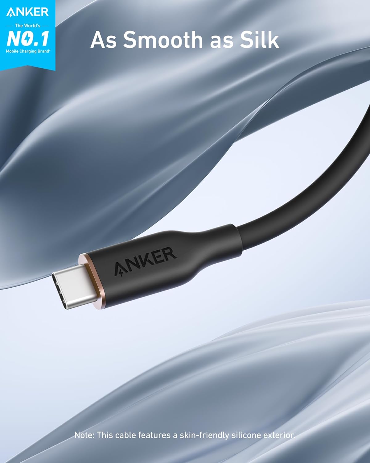 USB-C 100W Silicone USB-C to USB-C Cable Anker 643 Flow