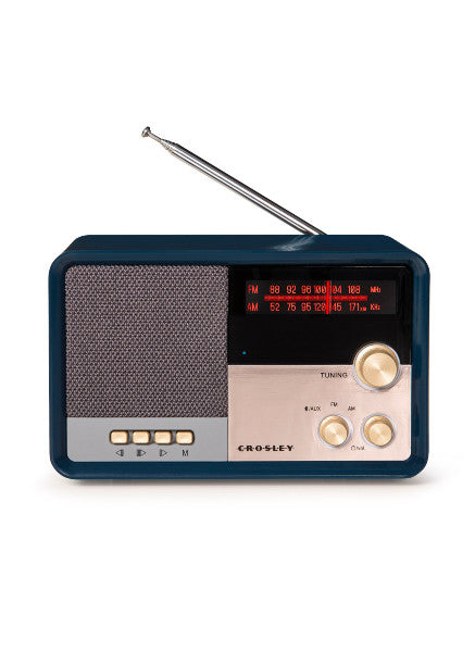 Crosley CR3036D Tribute Vintage Style AM/FM Radio With Bluetooth - Navy-NEW