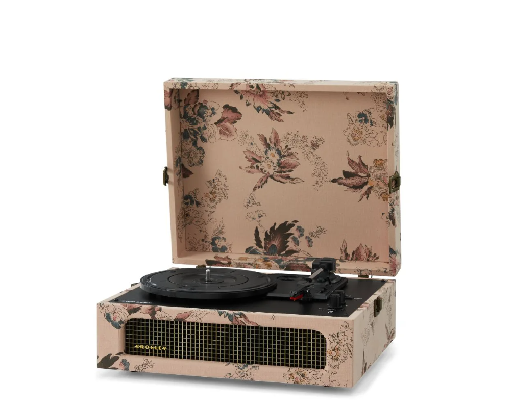 Crosley CR8017B 3-Speed Voyager Portable Turntable with Bluetooth Out - Floral-NEW