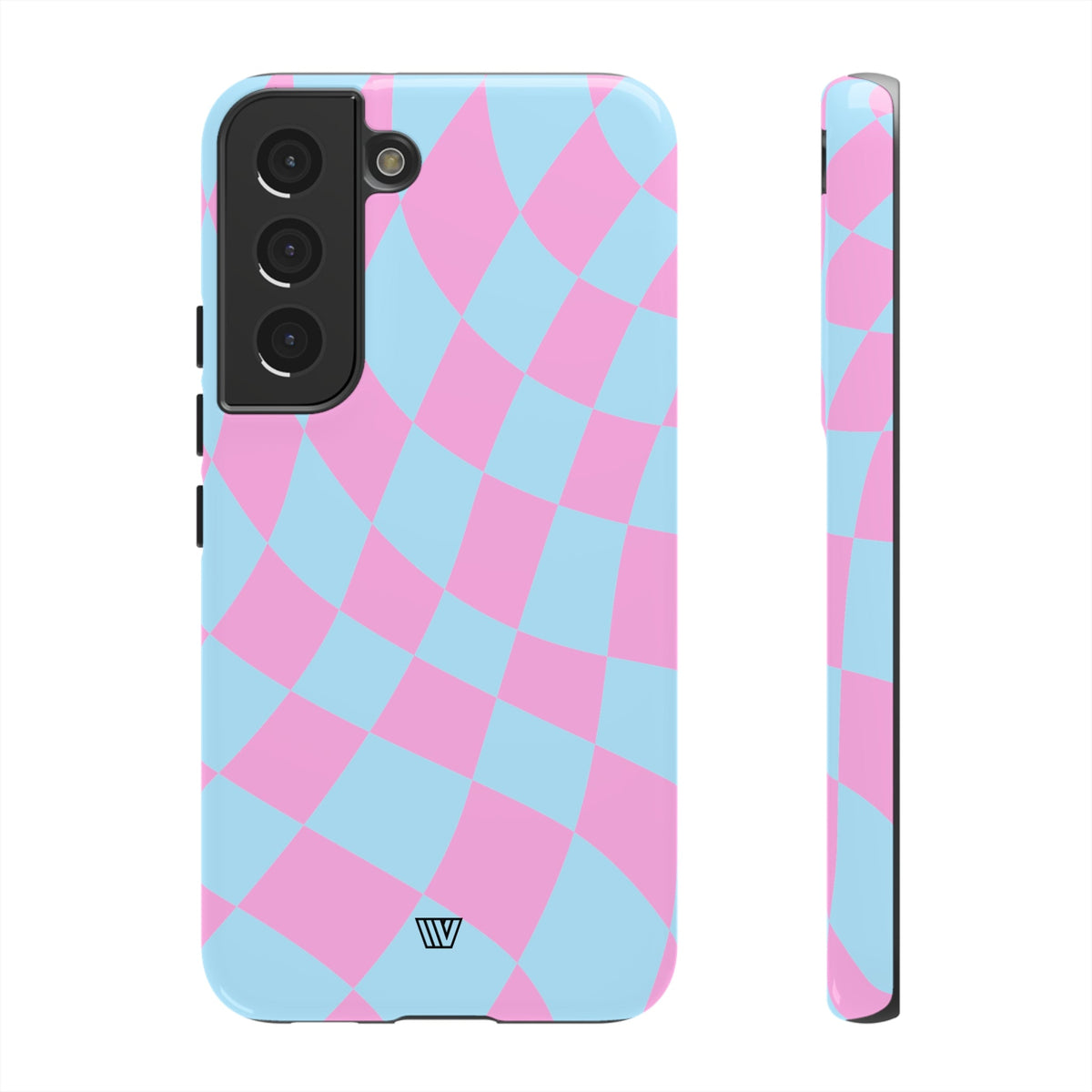 Blue Pink Curvy Checkerboard Tough Phone Case Trovvve