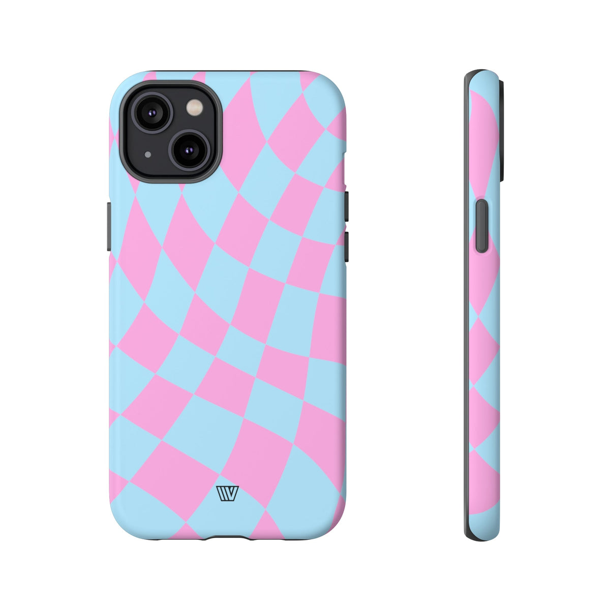 Blue Pink Curvy Checkerboard Tough Phone Case Trovvve