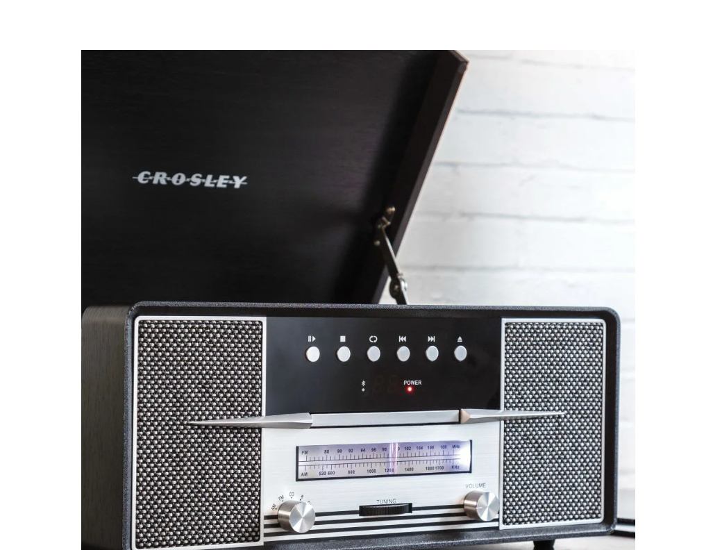 Crosley CR7016A Rhapsody 3-Speed Turntable AM/FM Radio CD Player - Black -NEW