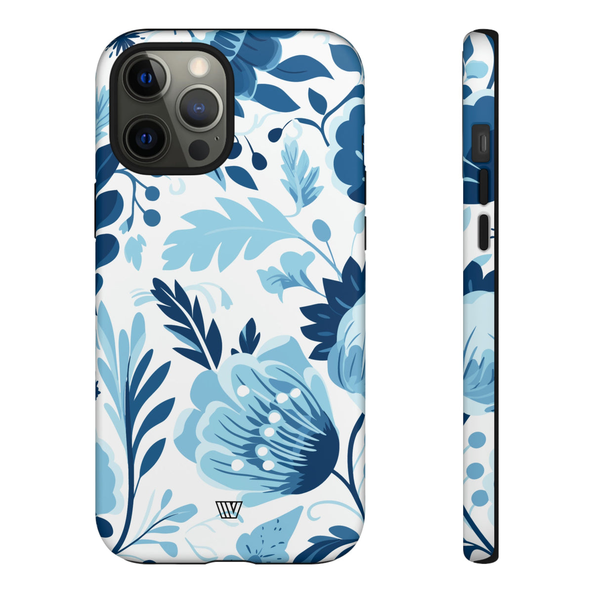 Blue White Flowers Tough Phone Case