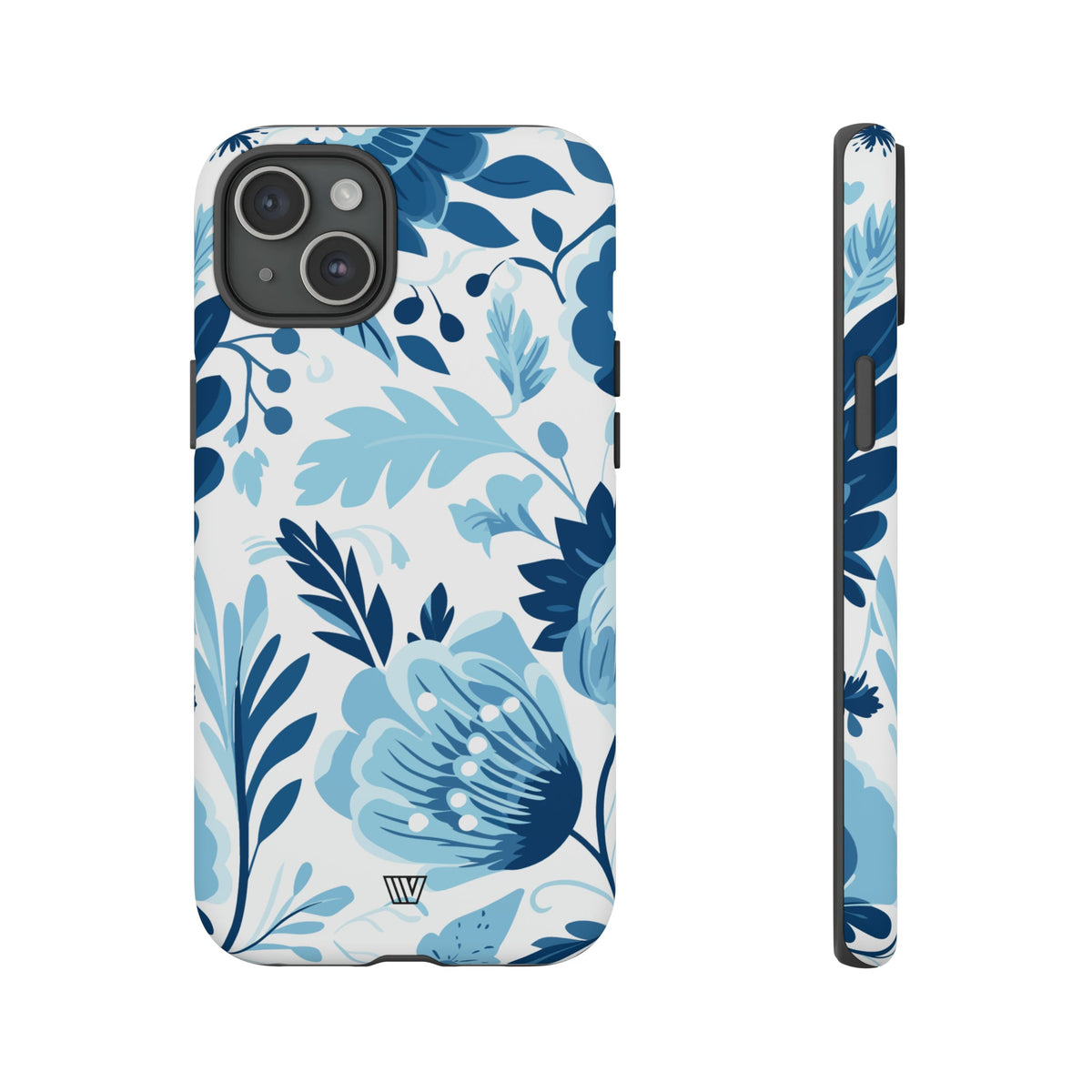 Blue White Flowers Tough Phone Case