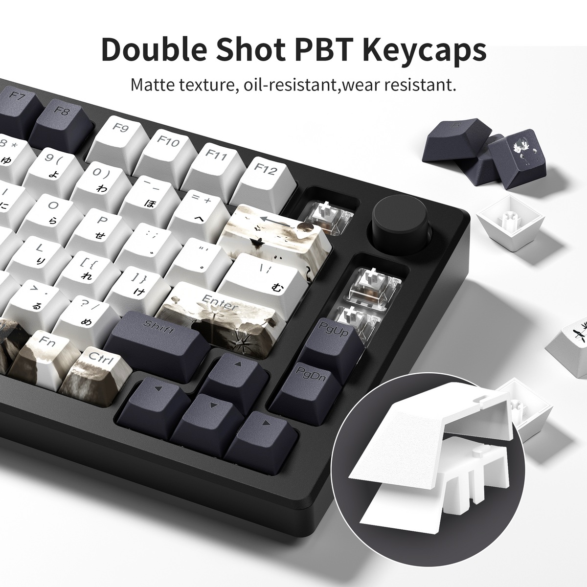 Lotus Cherry Profile Shine-Through Dye-Sub PBT Keycap Set XVX