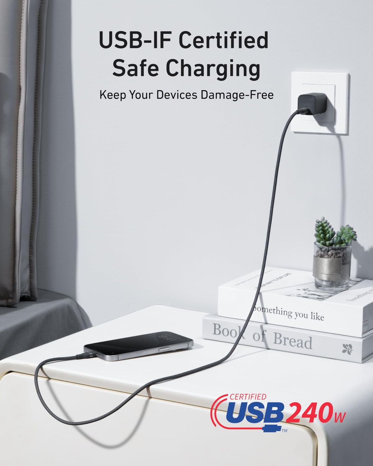 USB-C 240W Upcycled-Braided Cable Anker USB-C to USB-C Cable