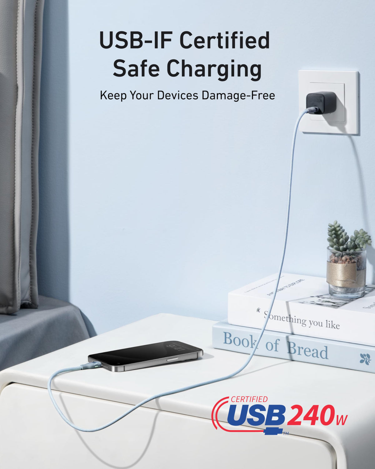 USB-C 240W Upcycled-Braided Cable Anker USB-C to USB-C Cable