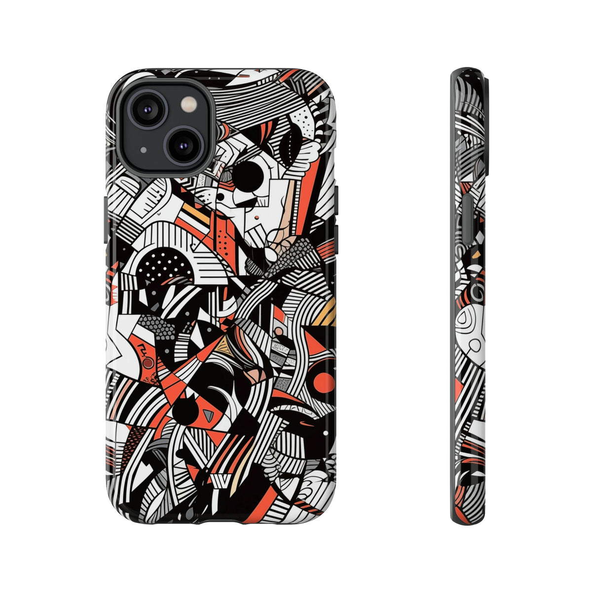 Abstract Doodle Tough Phone Case Dual-Layer Protection