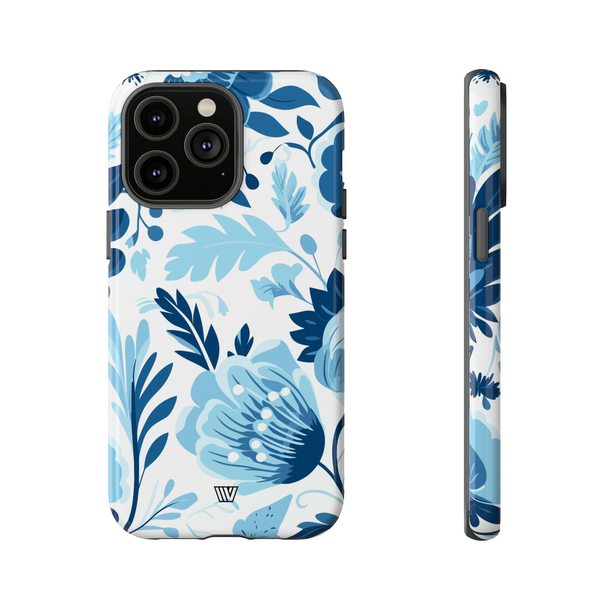 Blue White Flowers Tough Phone Case