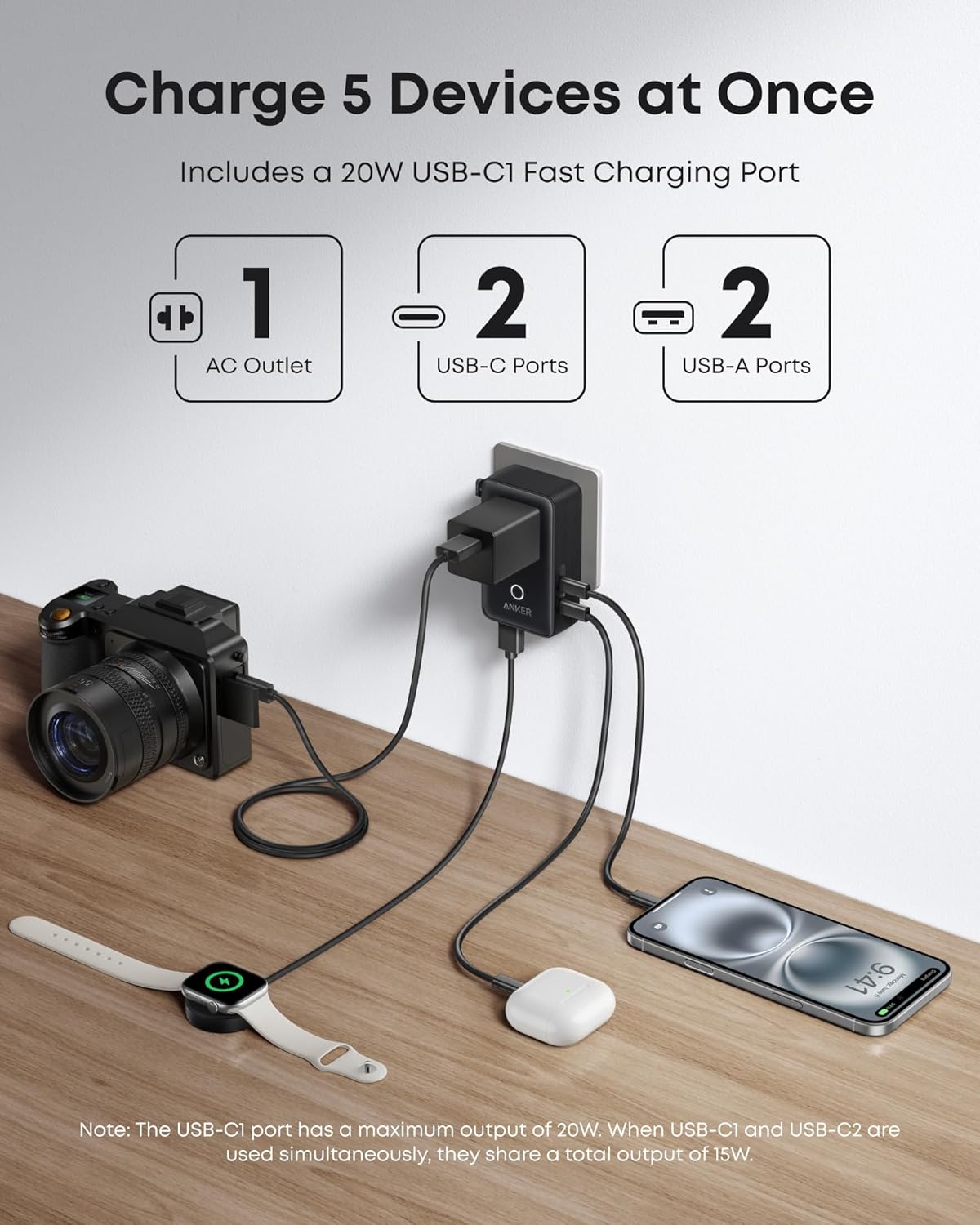 Anker Nano Travel Adapter 5-in-1 20W Travel Adapter