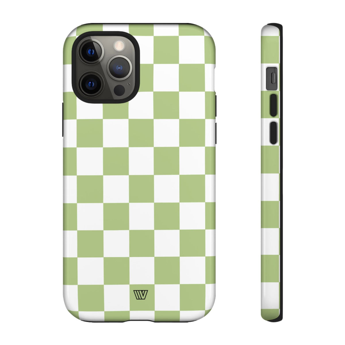 Pale Olive White Checkerboard Tough Phone Case