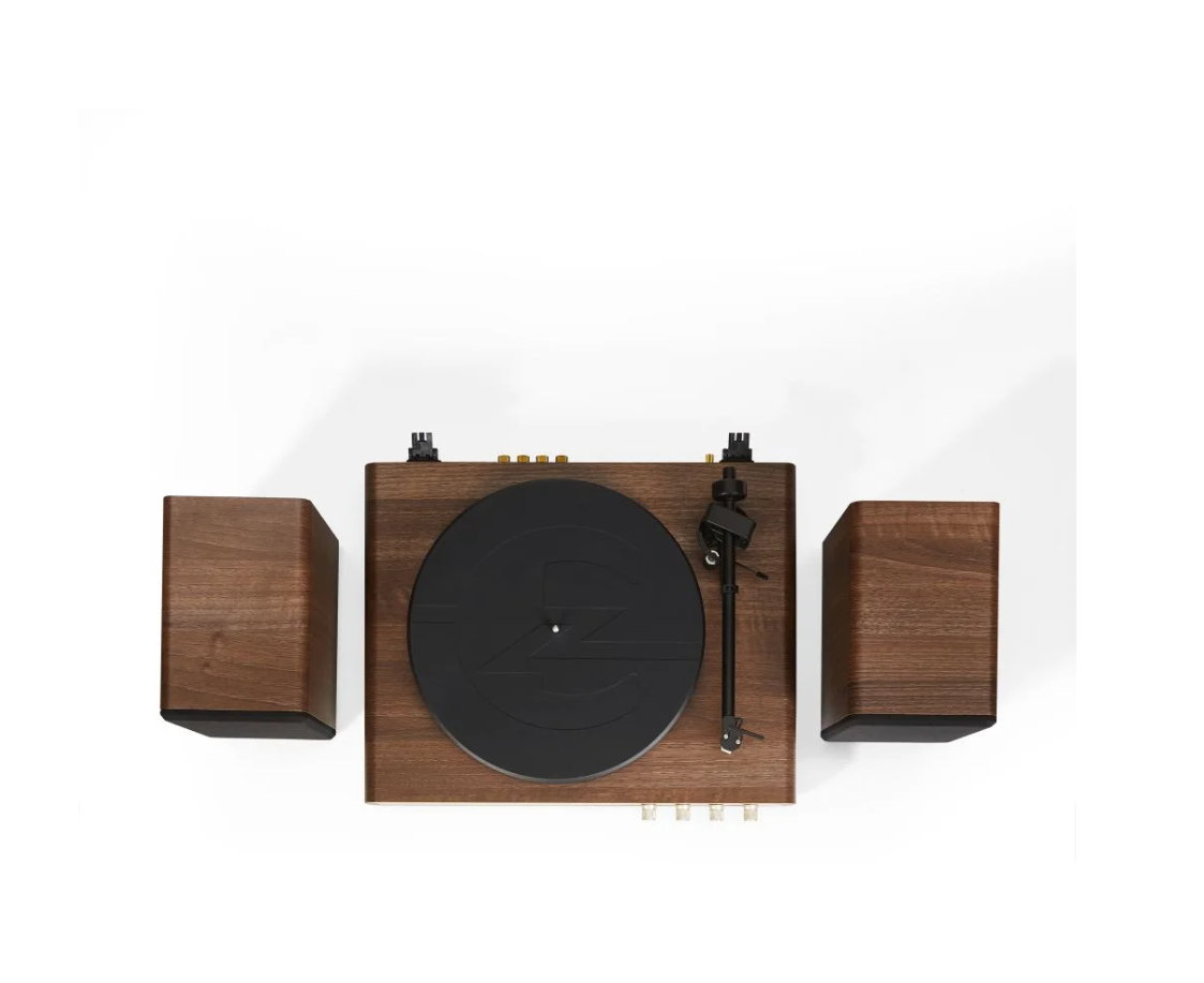 Crosley C65  Record Player with speakers system Belt-Drive 2-Speed  Turntable Record Walnut and Gold- NEW