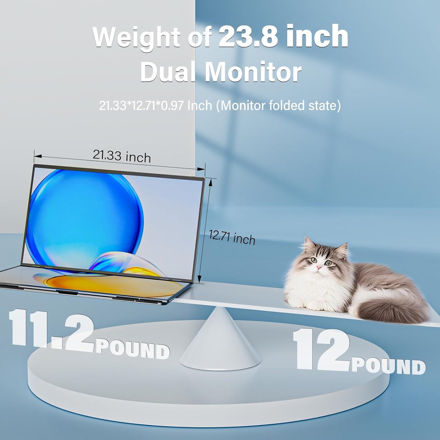 InnoView Foldable 23.8' Dual Monitor Dual Screen Extender INVPM609