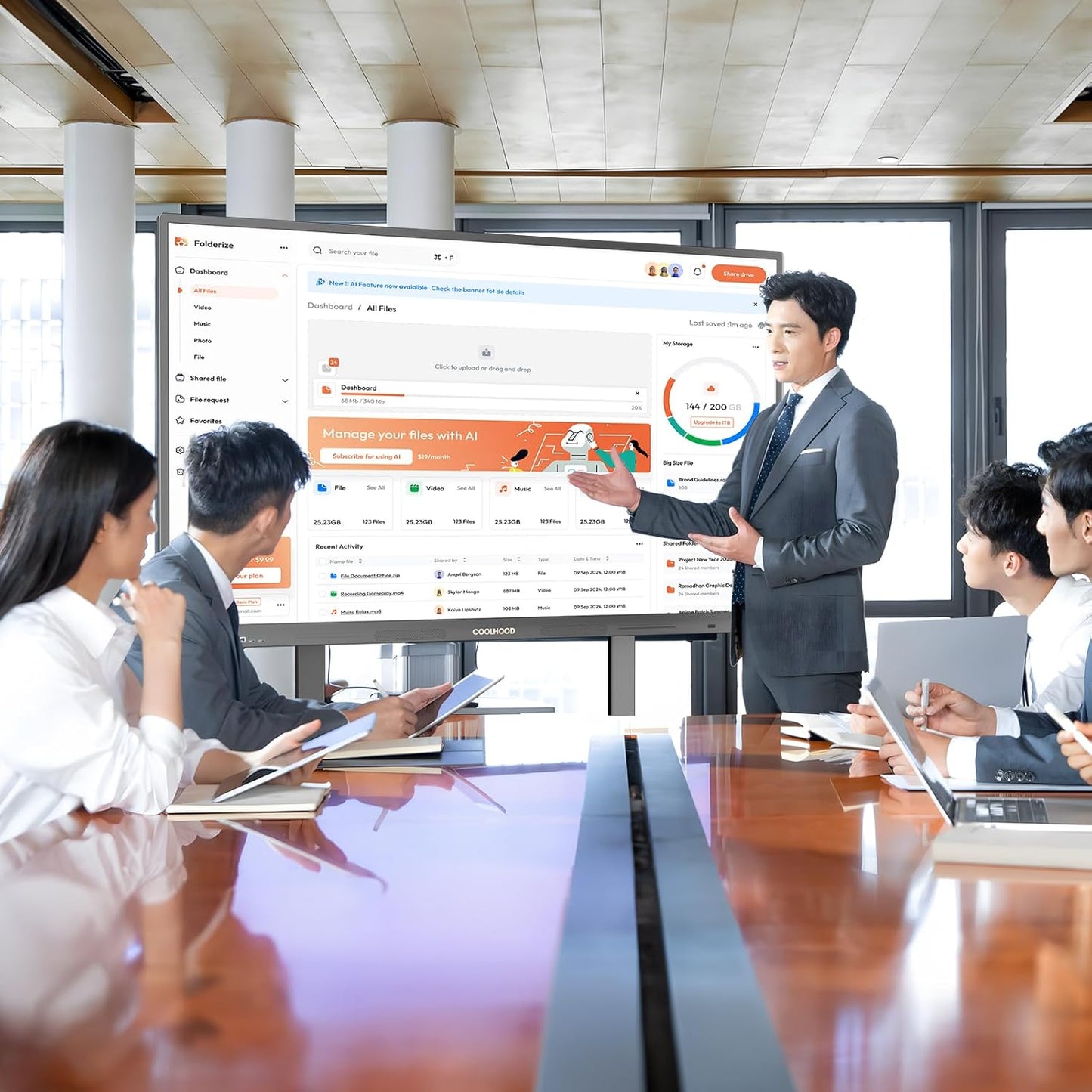 4K 65-Inch Smart Whiteboard REHISK COOLHOOD with Android 13