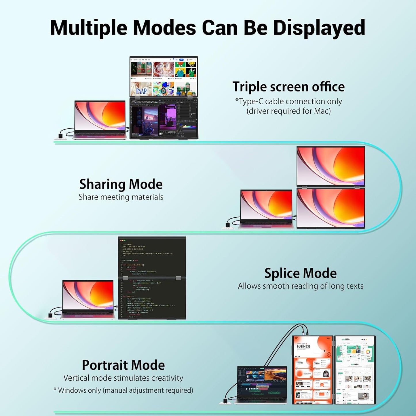 Foldable 18.5' Dual Monitor Foldable Monitor Extender InnoView