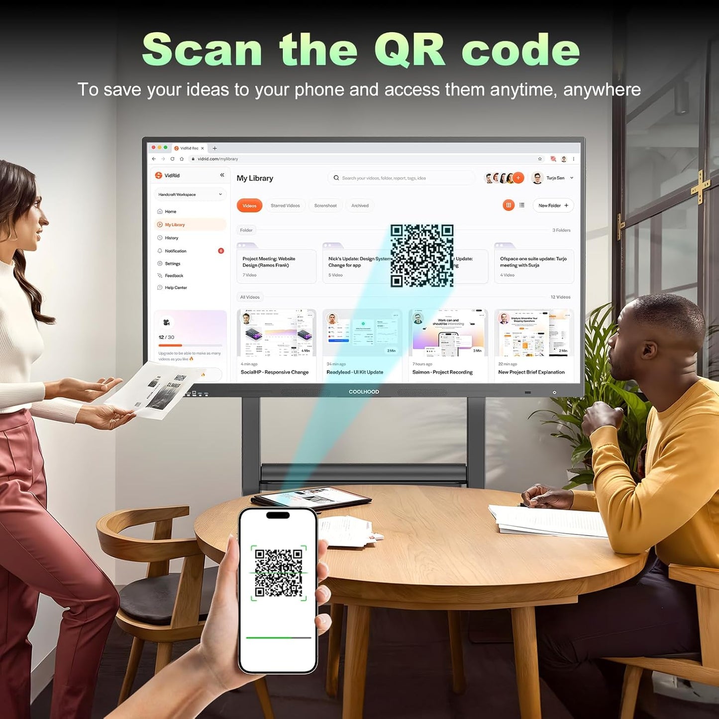 4K 65-Inch Smart Whiteboard REHISK COOLHOOD with Android 13