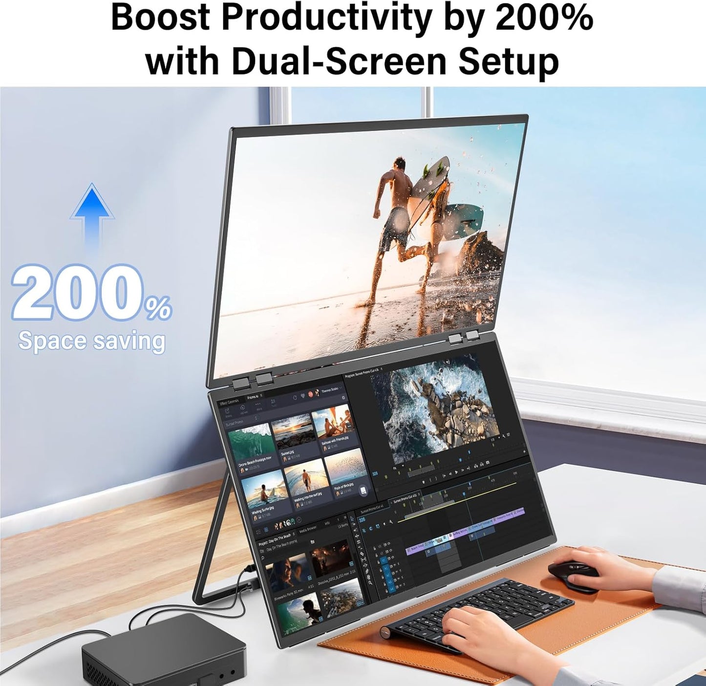 InnoView Foldable 23.8' Dual Monitor Dual Screen Extender INVPM609